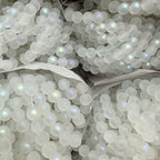 Electroplated Frosted Mermaid Glass Beads 6-10mm Pearlescent Rainbow Sheen 5