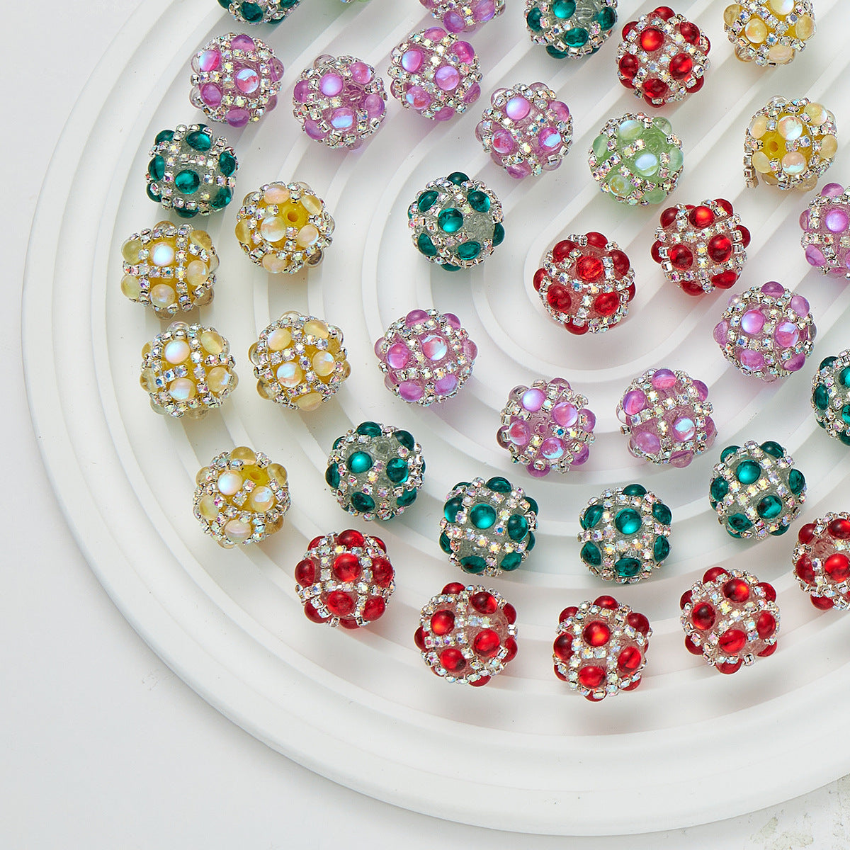 Bubblegum Rhinestone Beads 18mm Enlaced Fully Rhinestoned 5pcs 4