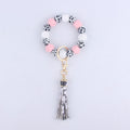 Leopard Print Silicone Bead Tassel Wristlet Keychain 6