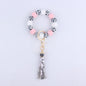 Leopard Print Silicone Bead Tassel Wristlet Keychain 6