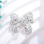 Rhinestone Bow Clay Beads 28mm Colorful Sparkle 5pcs 5