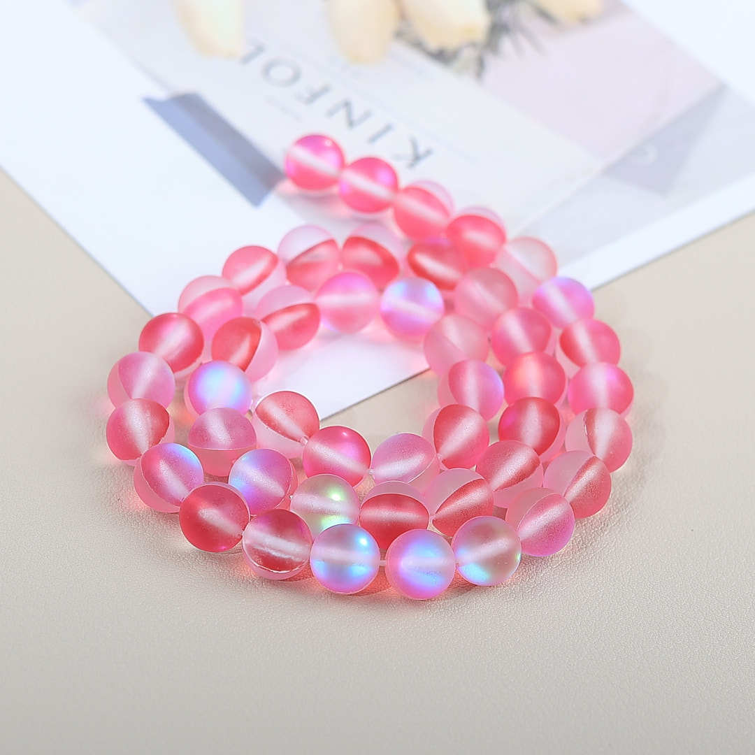 Mermaid Round Glass Beads 6mm Matte Pastel Jewel Tones 40pcs 44