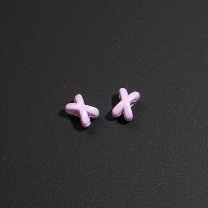 Baking Painted X Acrylic Beads 8mm Glossy Colorful 100pcs 10