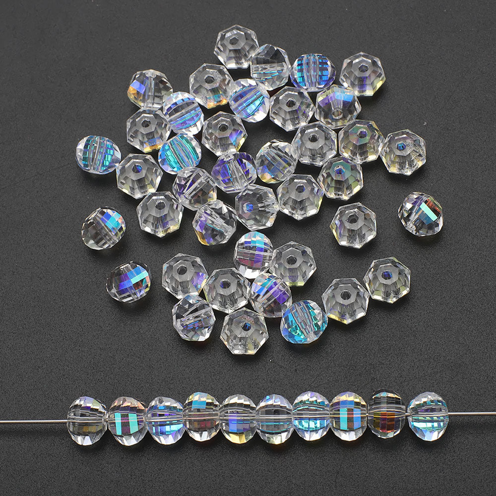 Glass Faceted Spacer Beads 8mm Plating Metallic Color 60pcs 29