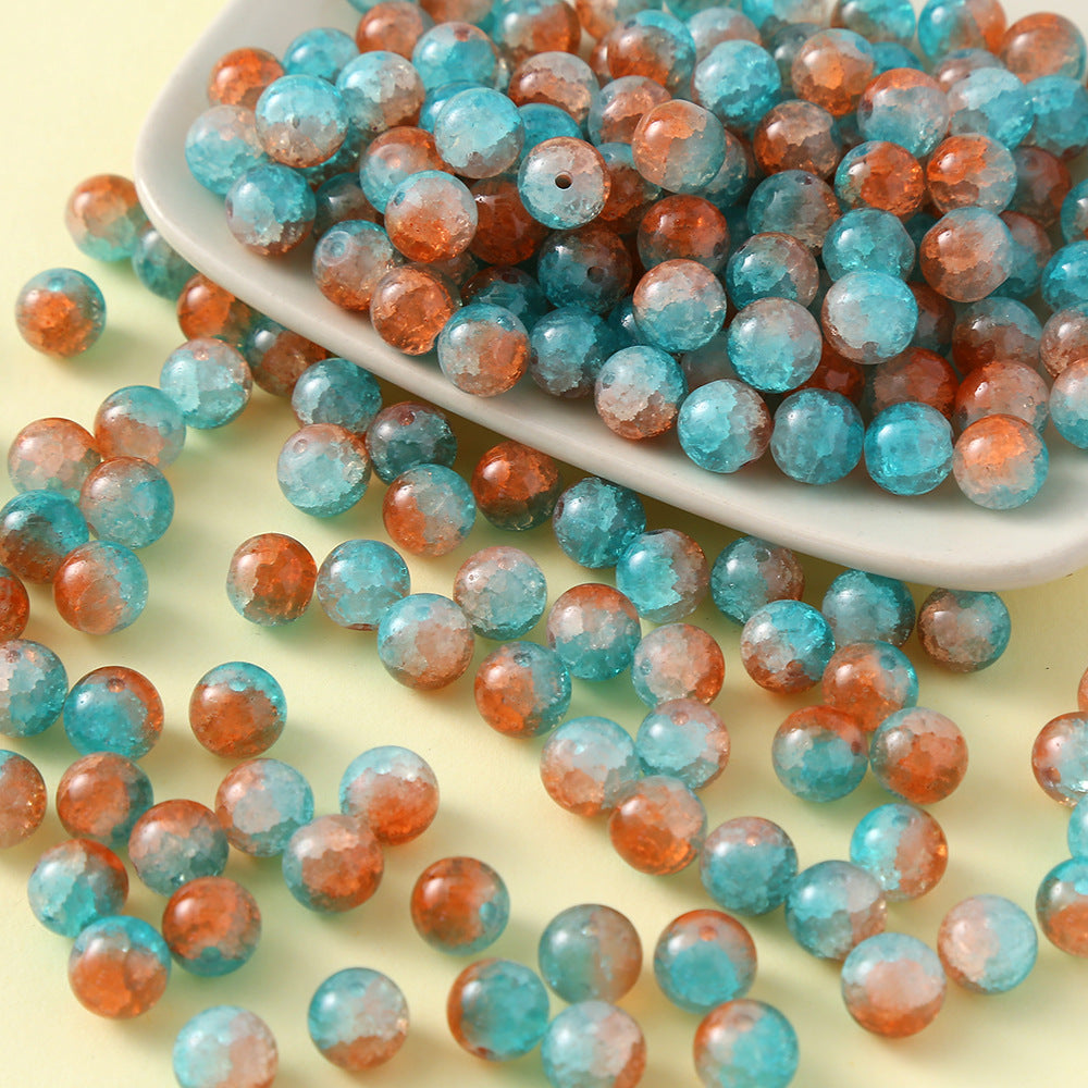 Gradient Crackle Round Glass Beads 10mm Pastel Mixed Colors 100pcs 10