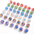 Flower Glass Beads 11mm Multi-Colored Antique Style
