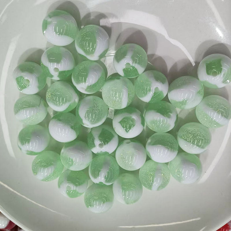 Glitter Cream 10 12 16mm Resin Beads Double Color Swirls 20pcs 12