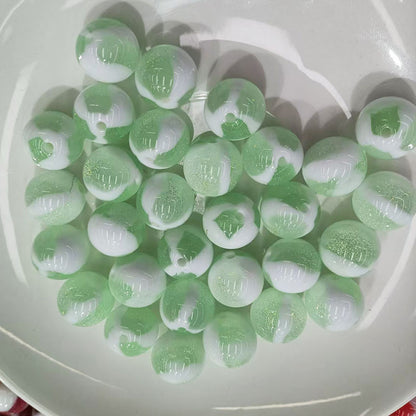 Glitter Cream 10 12 16mm Resin Beads Double Color Swirls 20pcs 12