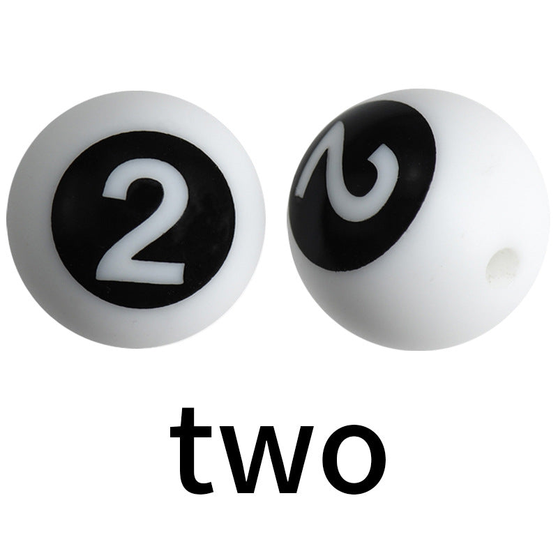 15mm Silicone Letter Beads Number Printed 0 to 9 50pcs 8