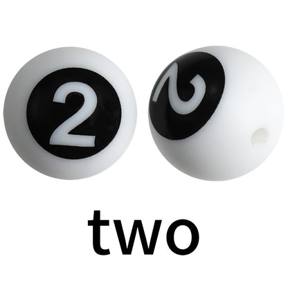15mm Silicone Letter Beads Number Printed 0 to 9 50pcs 8