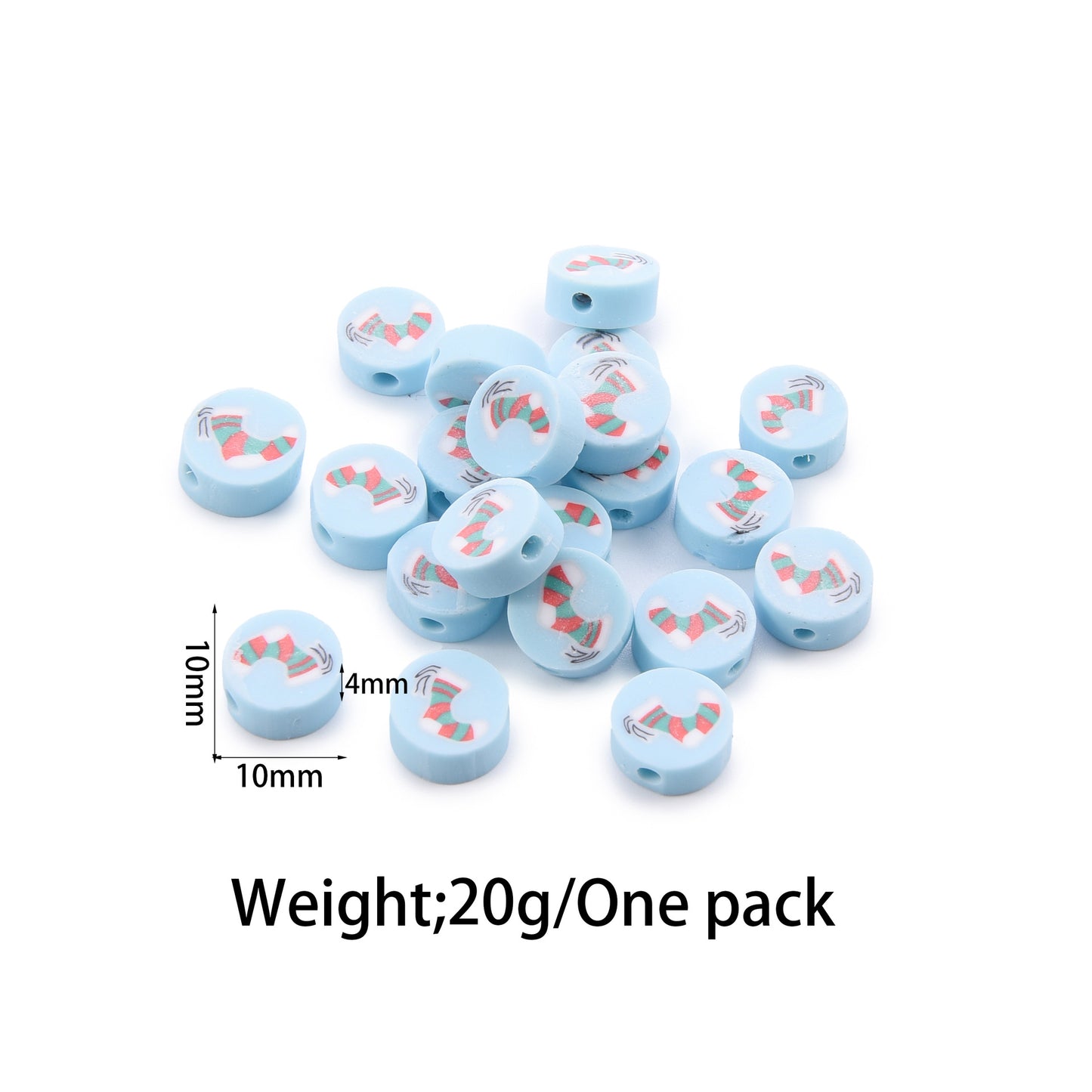 Flat Clay Beads Fruit and Christmas Tree Pattern Polymer 50pcs 18