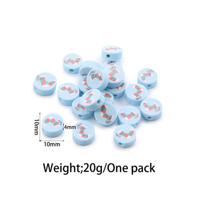 Flat Clay Beads Fruit and Christmas Tree Pattern Polymer 50pcs 18