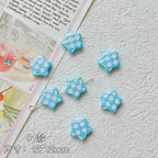 Star Metal Beads 12mm Baking Painted Plaid Pattern 10pcs 6
