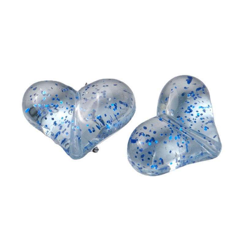 Transparent Glitter Powder Filled Heart Acrylic Beads 22mm 100pcs 3