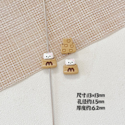 Cat and Bear Candy Painted Metal Beads 13 16mm Glossy 10pcs 9