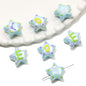 Hand Painted Star Acrylic Beads 19x12mm Pastel Letter 2pcs 7