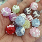 Hand Painted Round Acrylic Beads 16mm Crackle Texture 100pcs 6