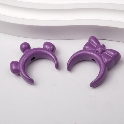 Glossy Painted Crescent Acrylic Beads 22-24mm Cartoon Hairband 50pcs 9