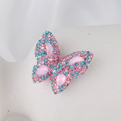 Polymer Clay Butterfly Rhinestone Beads 36mm Napal Style 2pcs 9