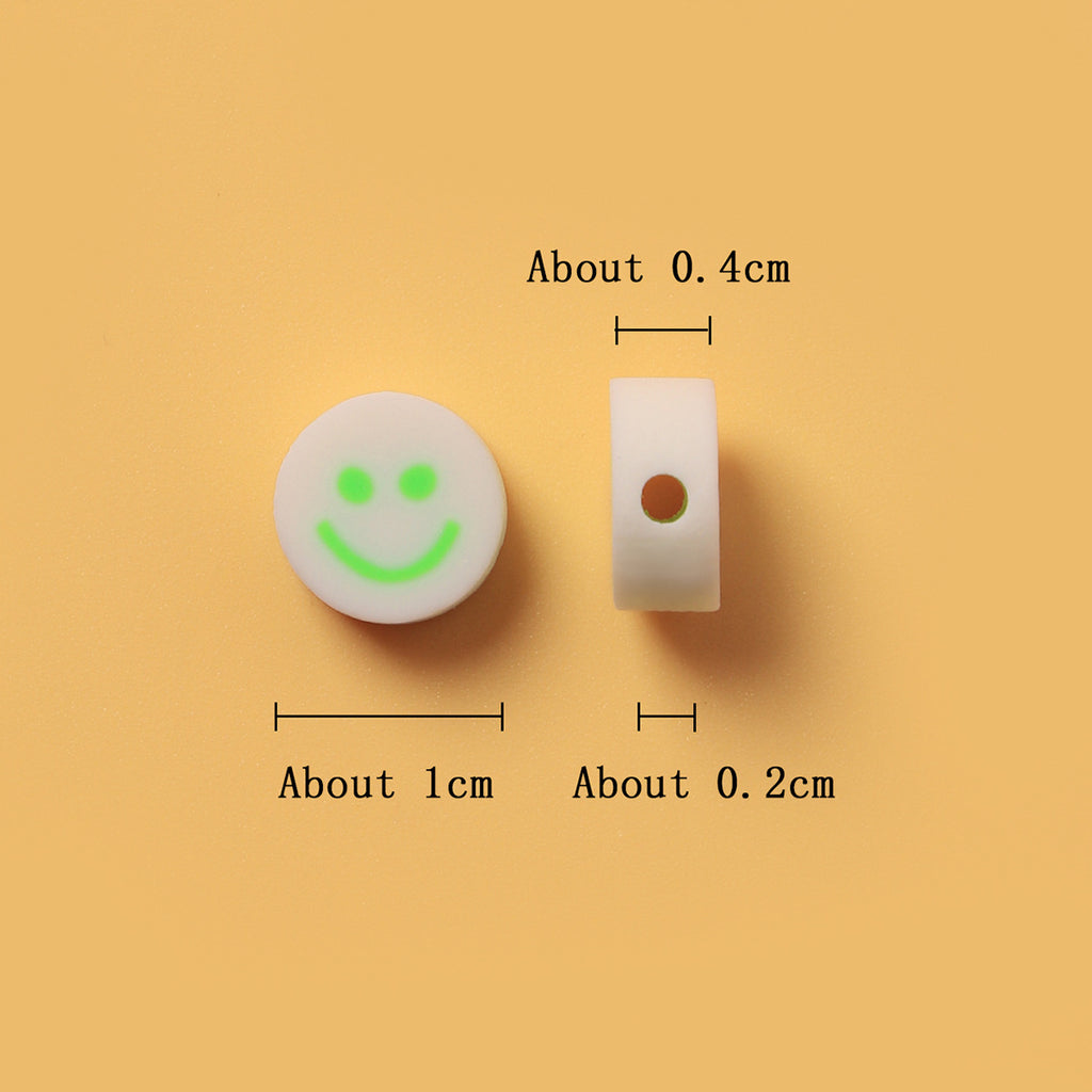 Flat Clay Beads 10mm Colorful Smiley Face Polymer 100pcs 4