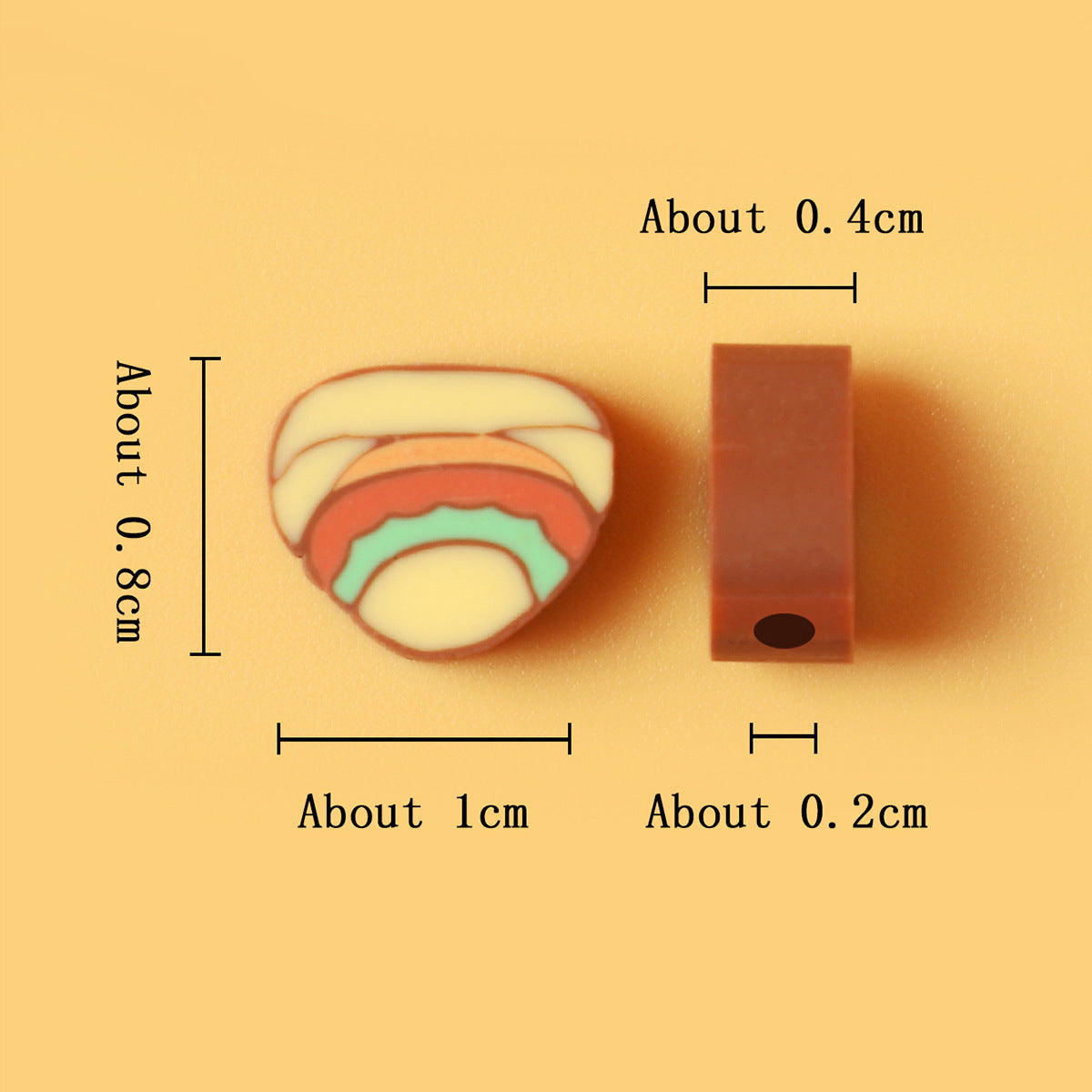 Triangular Clay Beads 8mm 10mm 4mm Hamburger Cake Polymer 100pcs 2