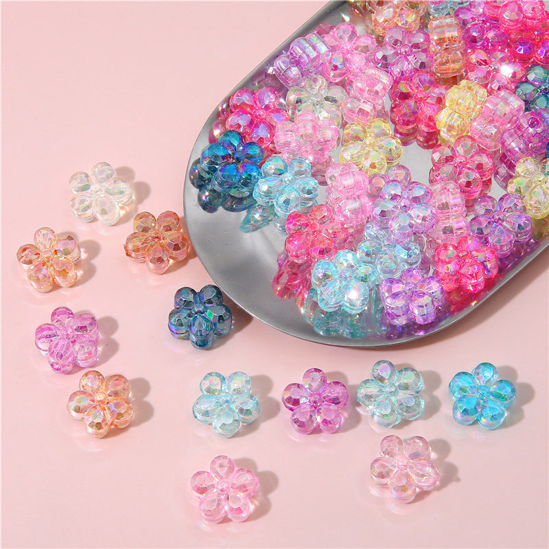 Transparent Flower Acrylic Beads 15x18mm Iridescent Pastel 40pcs