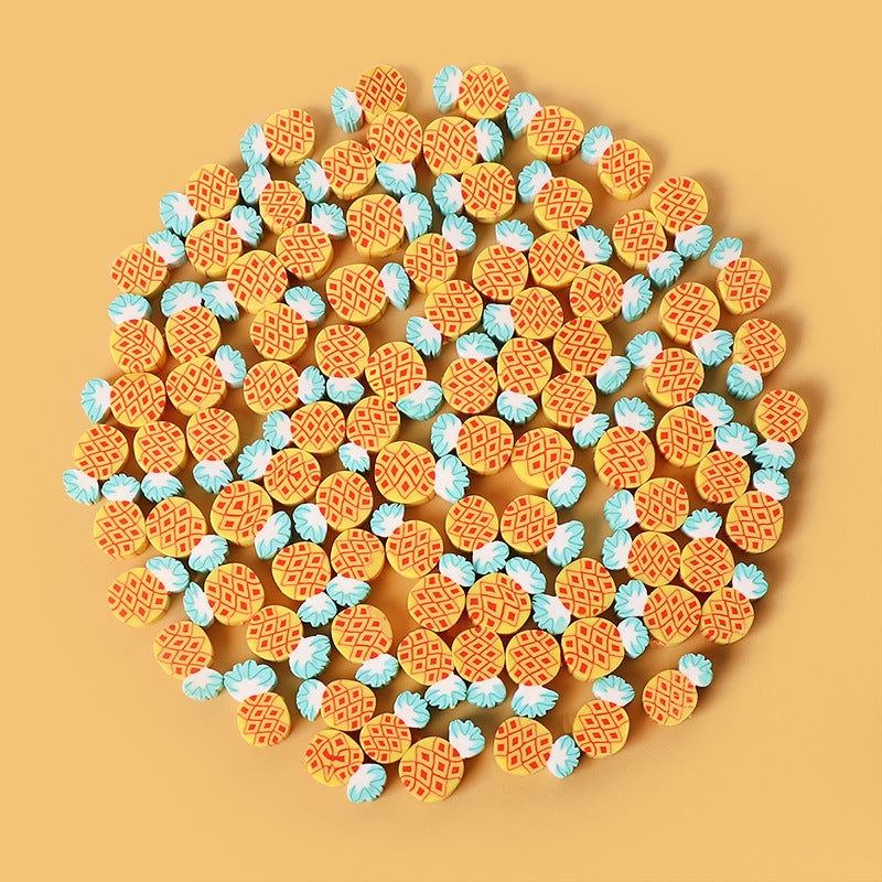 Pineapple Clay Beads 13mm Yellow Geometric Pattern 100pcs 3
