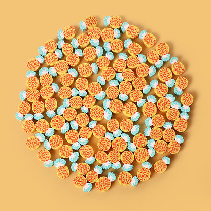 Pineapple Clay Beads 13mm Yellow Geometric Pattern 100pcs 3