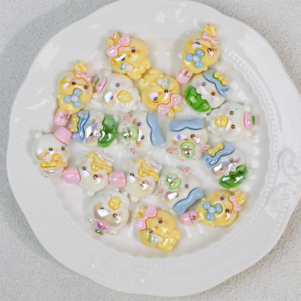 Plating Chiikawa Series Resin Beads Glossy Pastel Colors 20pcs 3