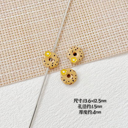 Donut Metal Beads 13mm Painted Enamel Pastel 10pcs 10
