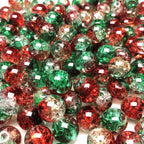 Crackle Glass Beads 8mm Christmas Red Green Clear 20pcs