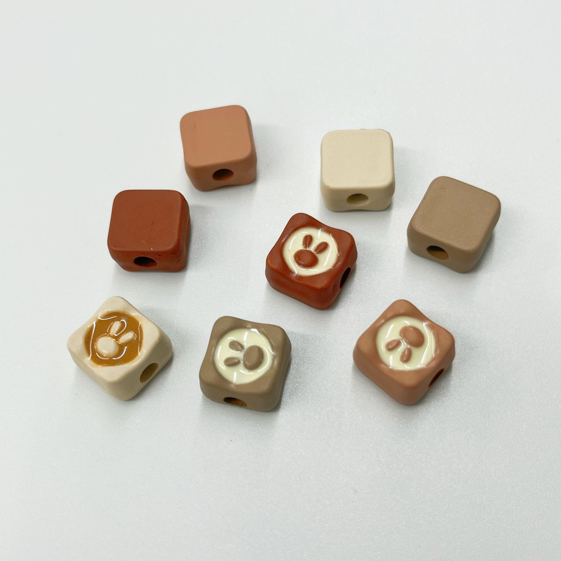 Painted Acrylic Beads 14mm Melad Color Pattern Enamel 100pcs 3