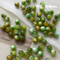 Oil Painting Gradient Resin Beads 8-10mm Glossy Blue Green 50pcs 6