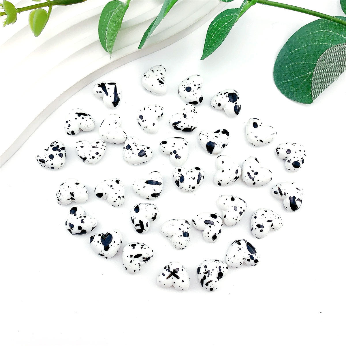 Spray Painted Butterfly Heart Star Acrylic Beads Black and White 100pcs 6