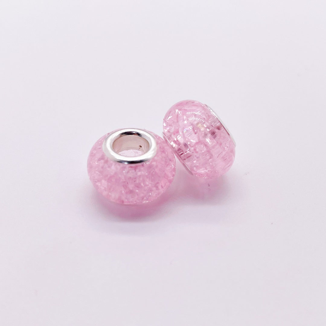 Acrylic Spacer Beads 14mm Crackle Large Hole 50pcs 10