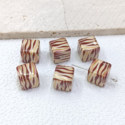 Colorful Leopard Print Acrylic Square Beads 14mm 50pcs 8