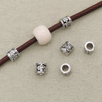 Flower Barrel Metal Beads 6mm Hollow Tibetan Silver Tone 2pcs 2