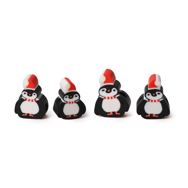 Penguin Flat Clay Beads 10mm Polymer Holiday Design 100pcs 5