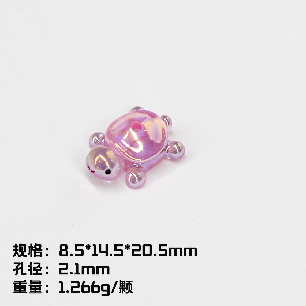 Glow In The Dark 3D Turtle Resin Beads 20mm Colorful Glossy 10pcs 12