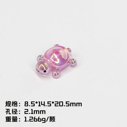 Glow In The Dark 3D Turtle Resin Beads 20mm Colorful Glossy 10pcs 12