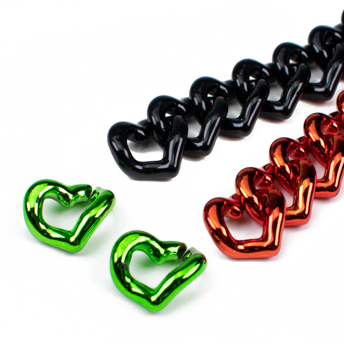 Metallic Heart ABS Plastic Open Chain Links Keychain Hardware 100pcs 5