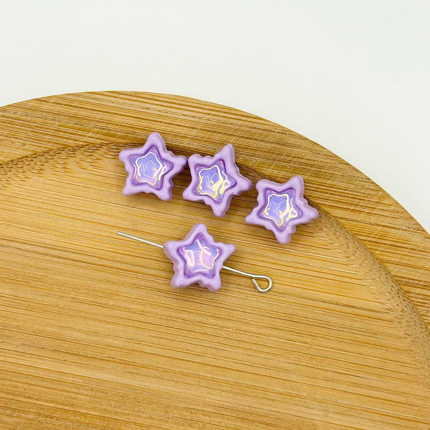Star Metal Beads 13mm Baking Painted Zircon Embedded 10pcs 11