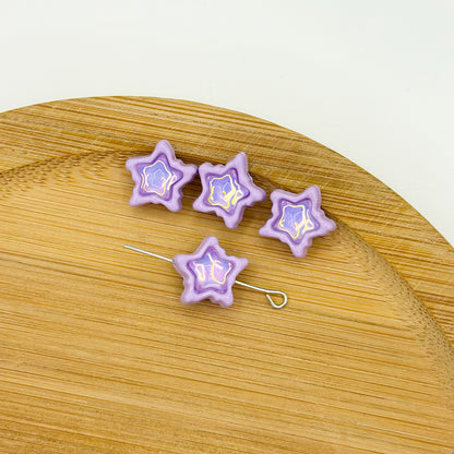 Star Metal Beads 13mm Baking Painted Zircon Embedded 10pcs 11