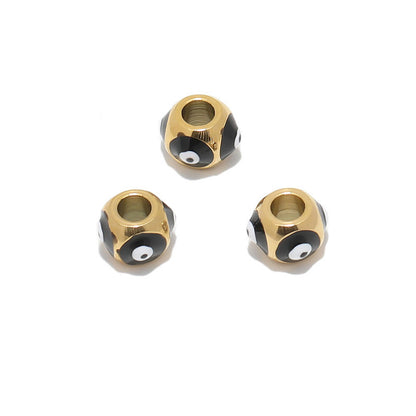Stainless Steel Round Metal Beads 8mm Multicolor Evil Eye 10pcs 7