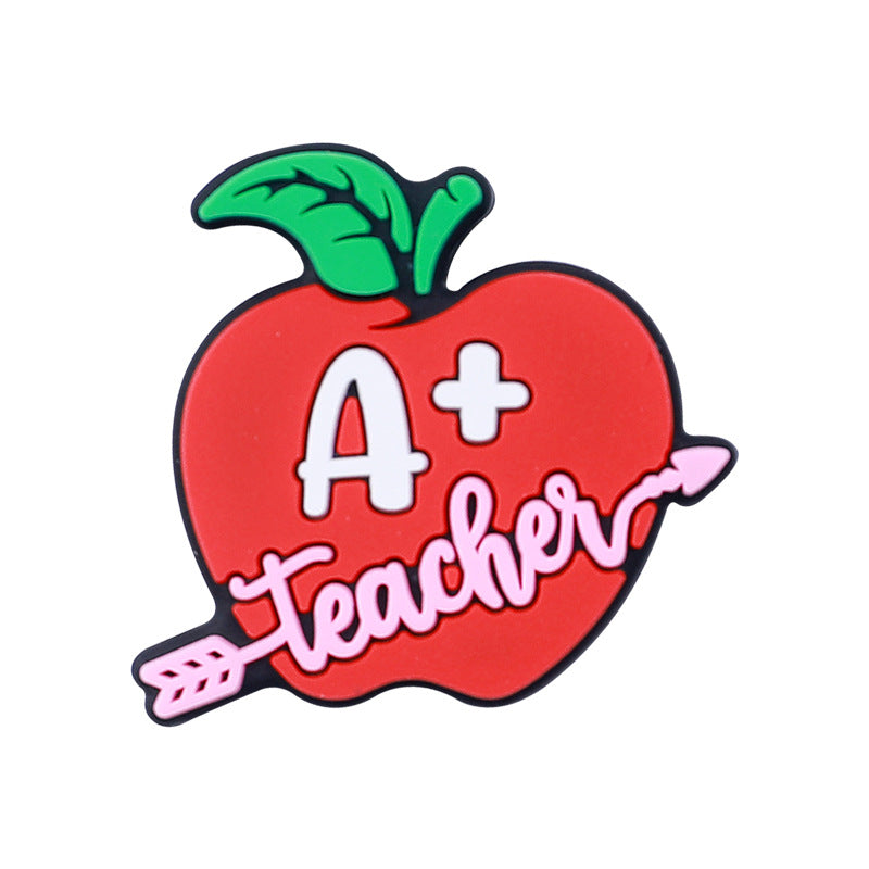 Silicone Focal Beads Apple Teacher School Stationery A Plus Teacher 20pcs 5