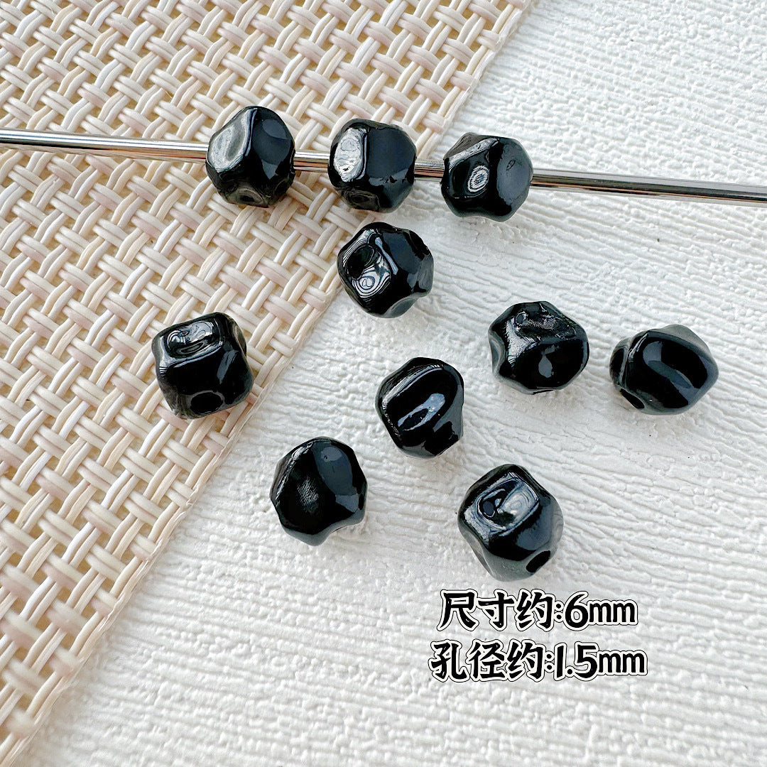 Heart Stone Metal Beads 6mm 9mm Glossy Painted Pastel Colors 50pcs 24