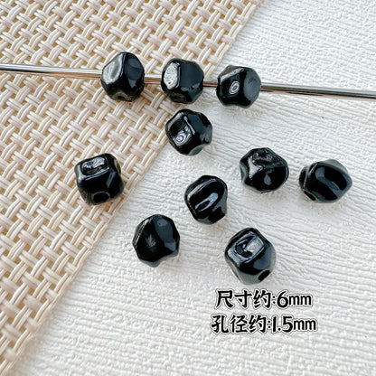 Heart Stone Metal Beads 6mm 9mm Glossy Painted Pastel Colors 50pcs 24
