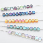 Electroplated Rose Glass Beads 6mm Small Etched Floral 50pcs 3