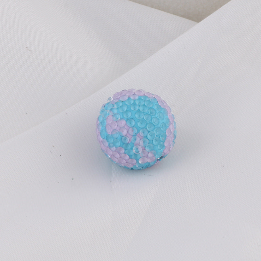 Rhinestone Round Clay Beads 16mm Golf Pattern Bubblegum 10pcs 15