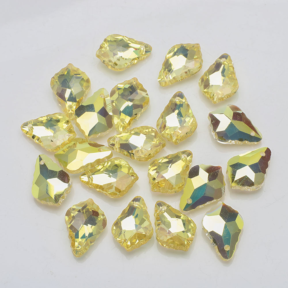 Electroplated Maple Leaf Glass Beads 11x16mm Double-Sided Single Hole 30pcs 34